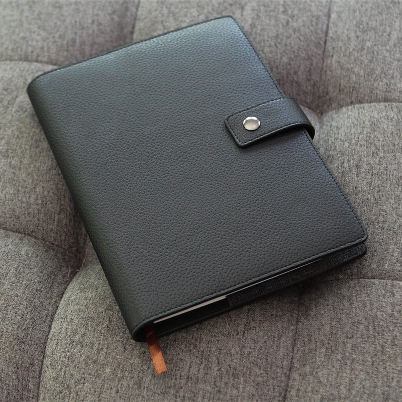 CASE ELEGANCE Black Full Grain Premium Leather Refillable Journal Cover with A5 Lined Notebook - Scratch-Proof DURA-Leather - Image 5